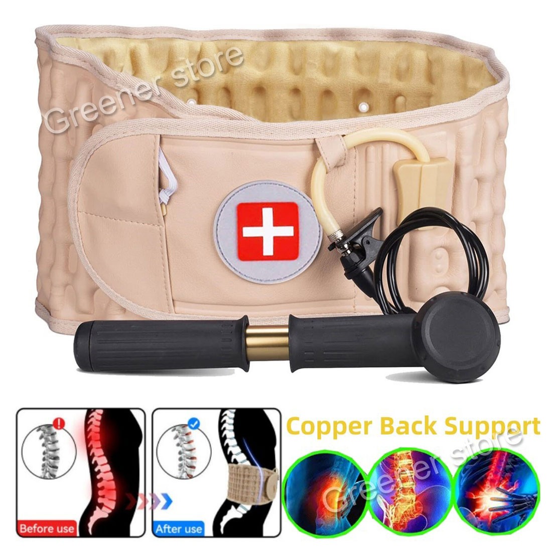 Spine Decompression Belt Air Traction Lumbar Support for Lower Back Pain Relief
