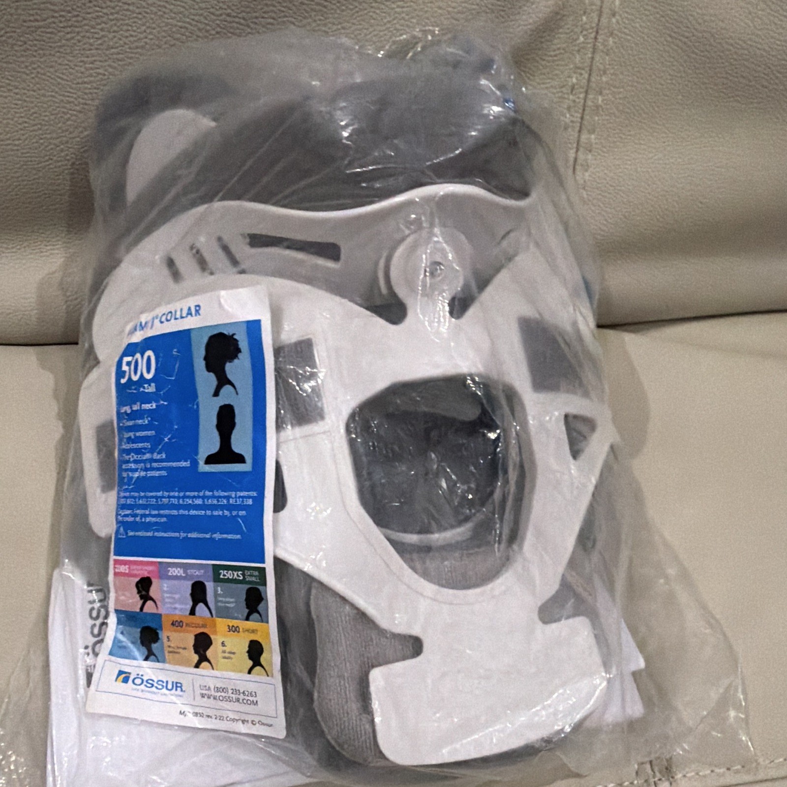 Össur Miami J Cervical Collar Neck Brace MJ-500 Size 500 Adjustable White