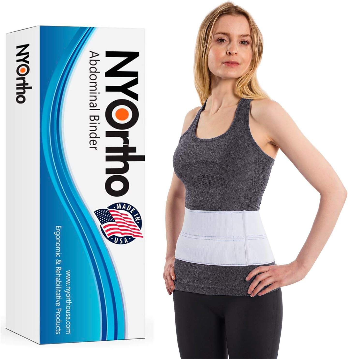 Post Surgery Abdominal Binder (Fits 30¨ – 45¨) – 6″ Height, 2 Panel Waist Suppor