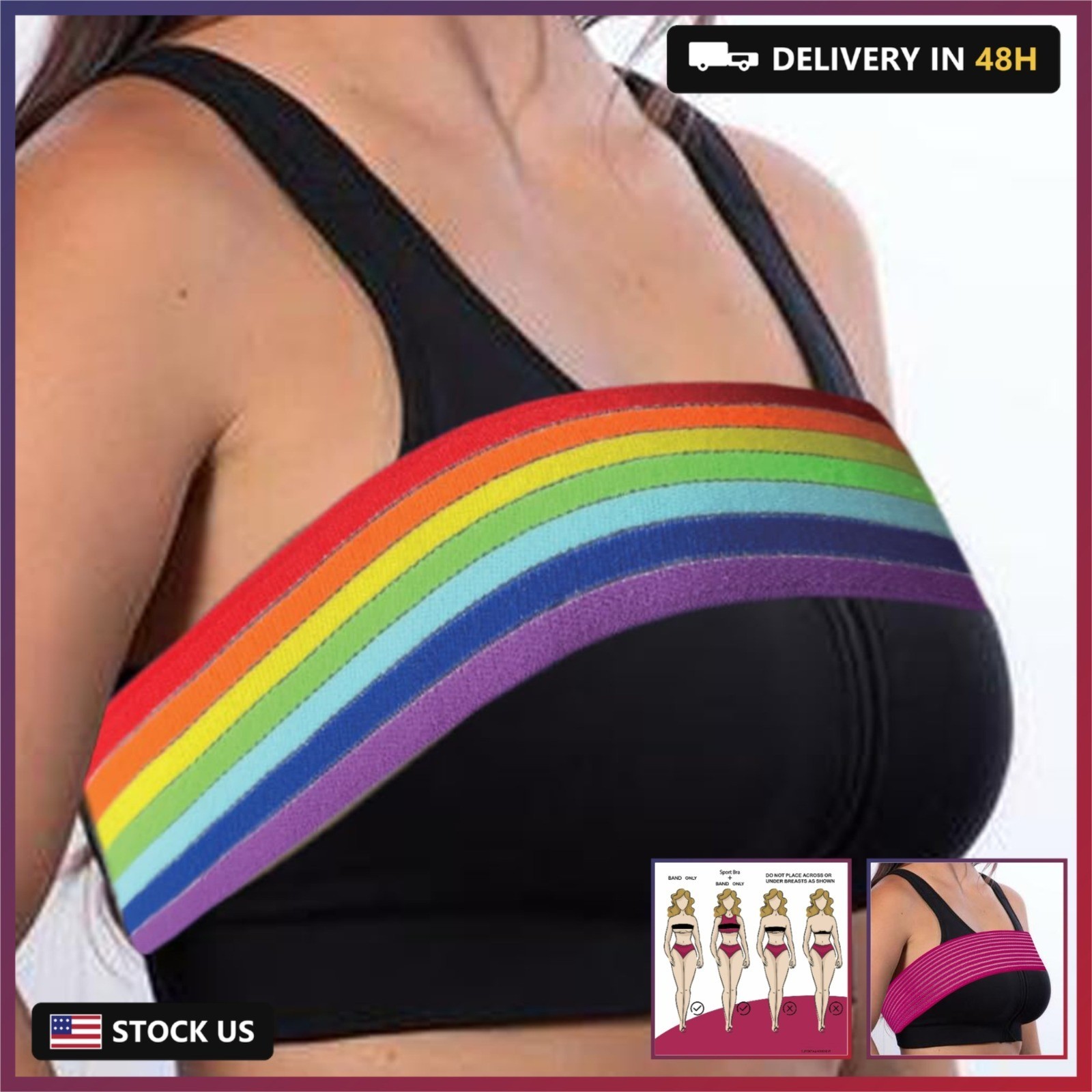 Post Surgery Breast Implant Stabilizer and Chest Compression Support Band, Breas