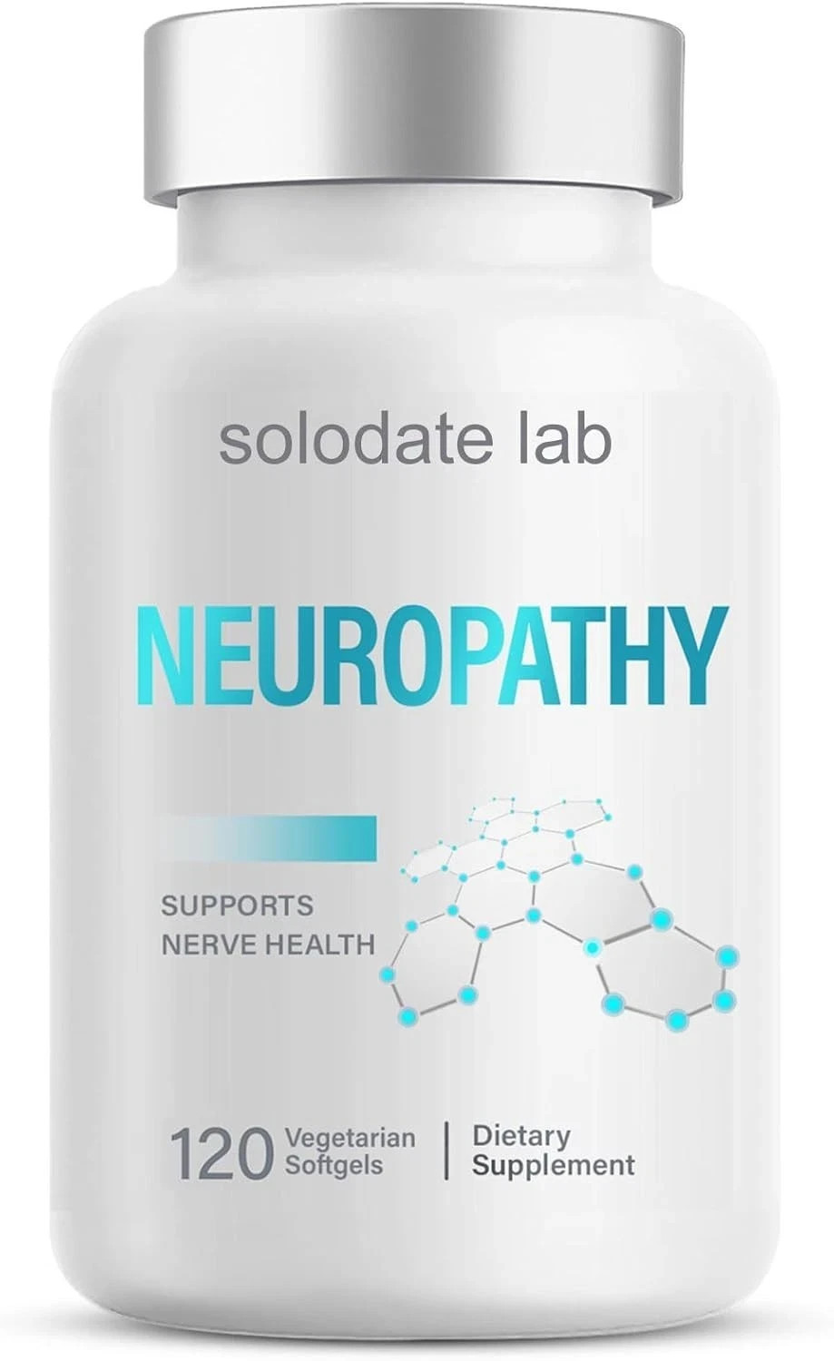 Solodate Lab Neuropathy Relief for Feet, Hands, Toes, Back, Neck – 120 Vegetrian