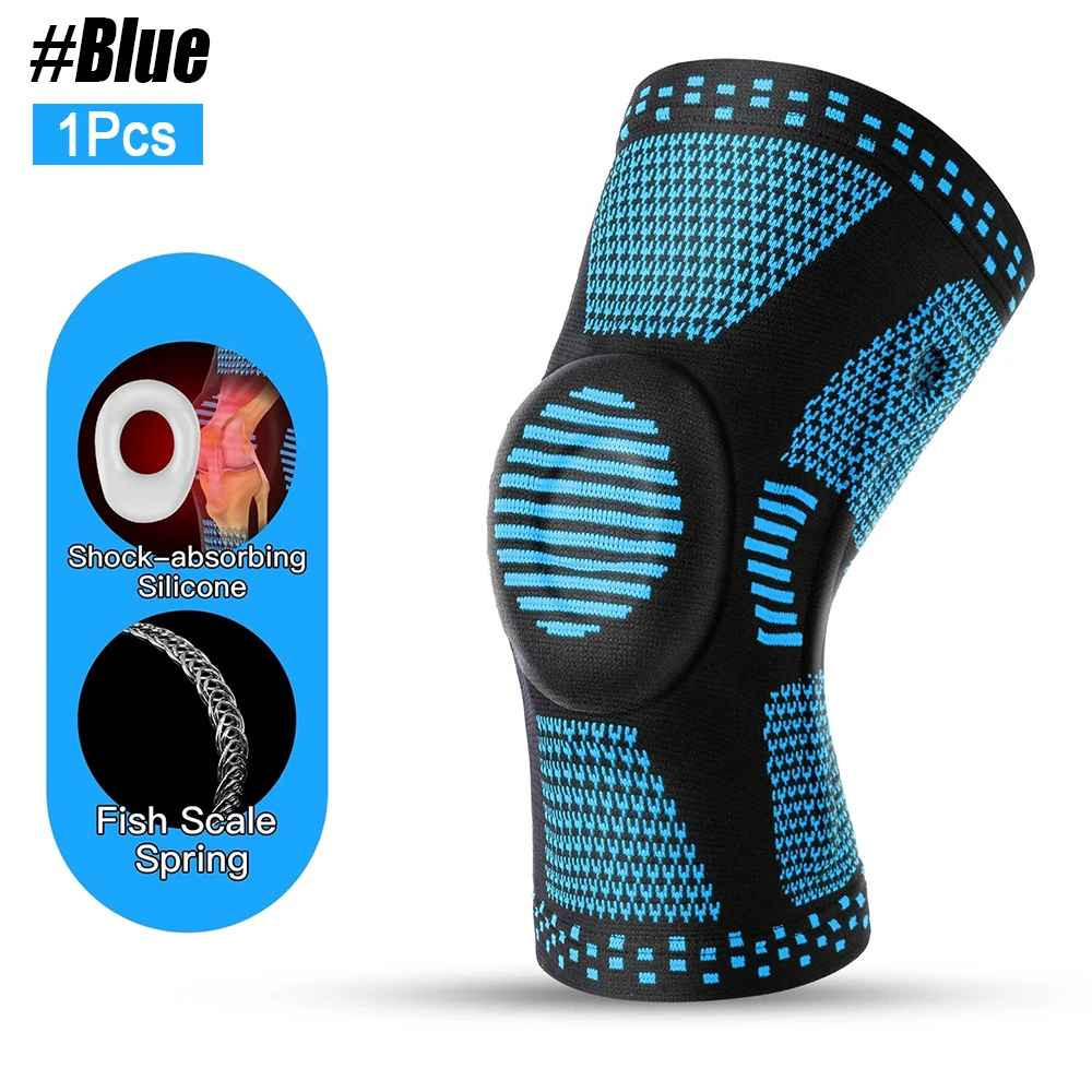 1/2Pcs Sport Compression Knee Support Brace Patella Protector Knitted Silicone S