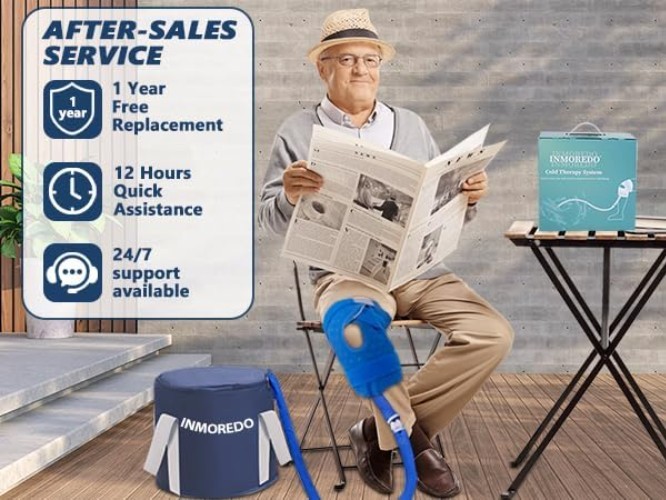 Portable Knee Ice Therapy Machine with Quiet Pump & Compression Pad