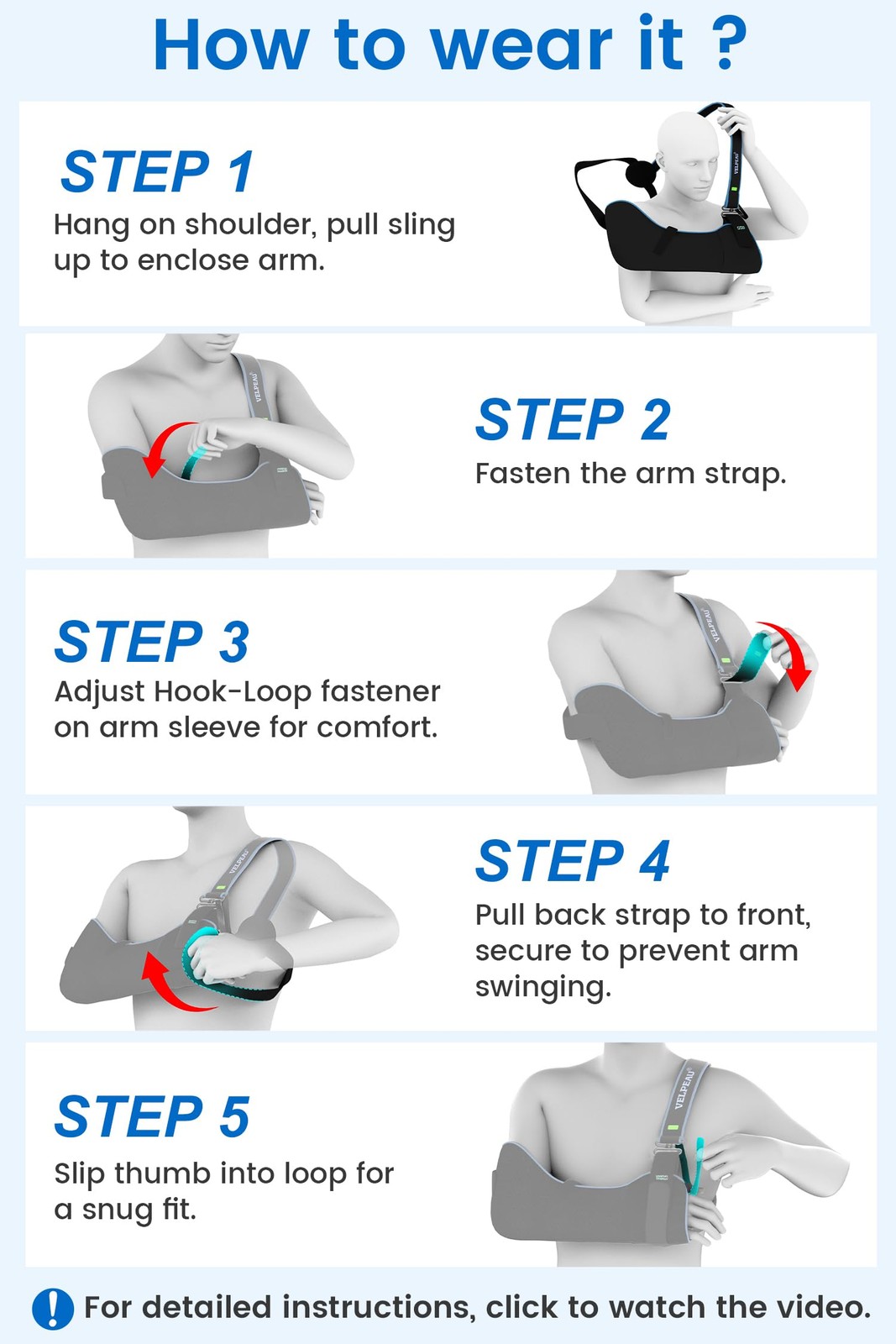 Arm Sling Shoulder Immobilizer for Women and Men, fit Left or Right Arm – Rot…