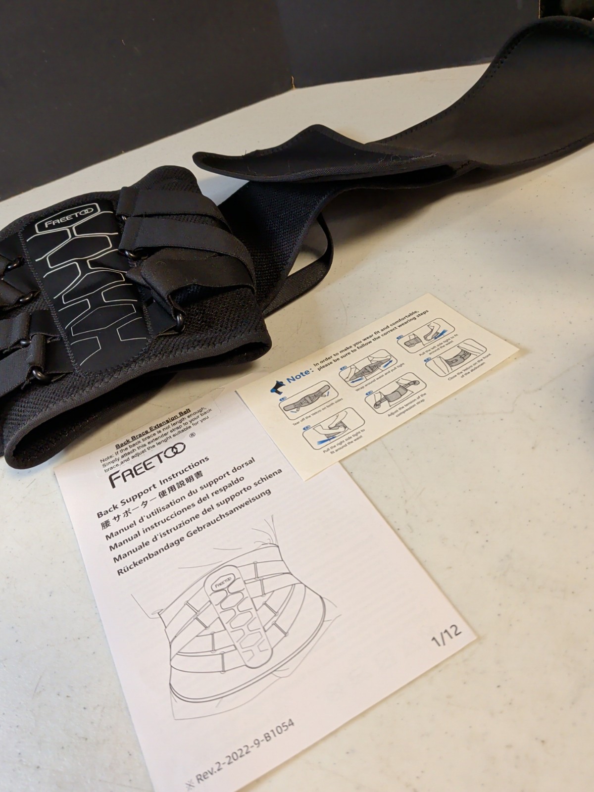FREETOO Lumbo-Sacral Back Brace, (Size: XXL) Black