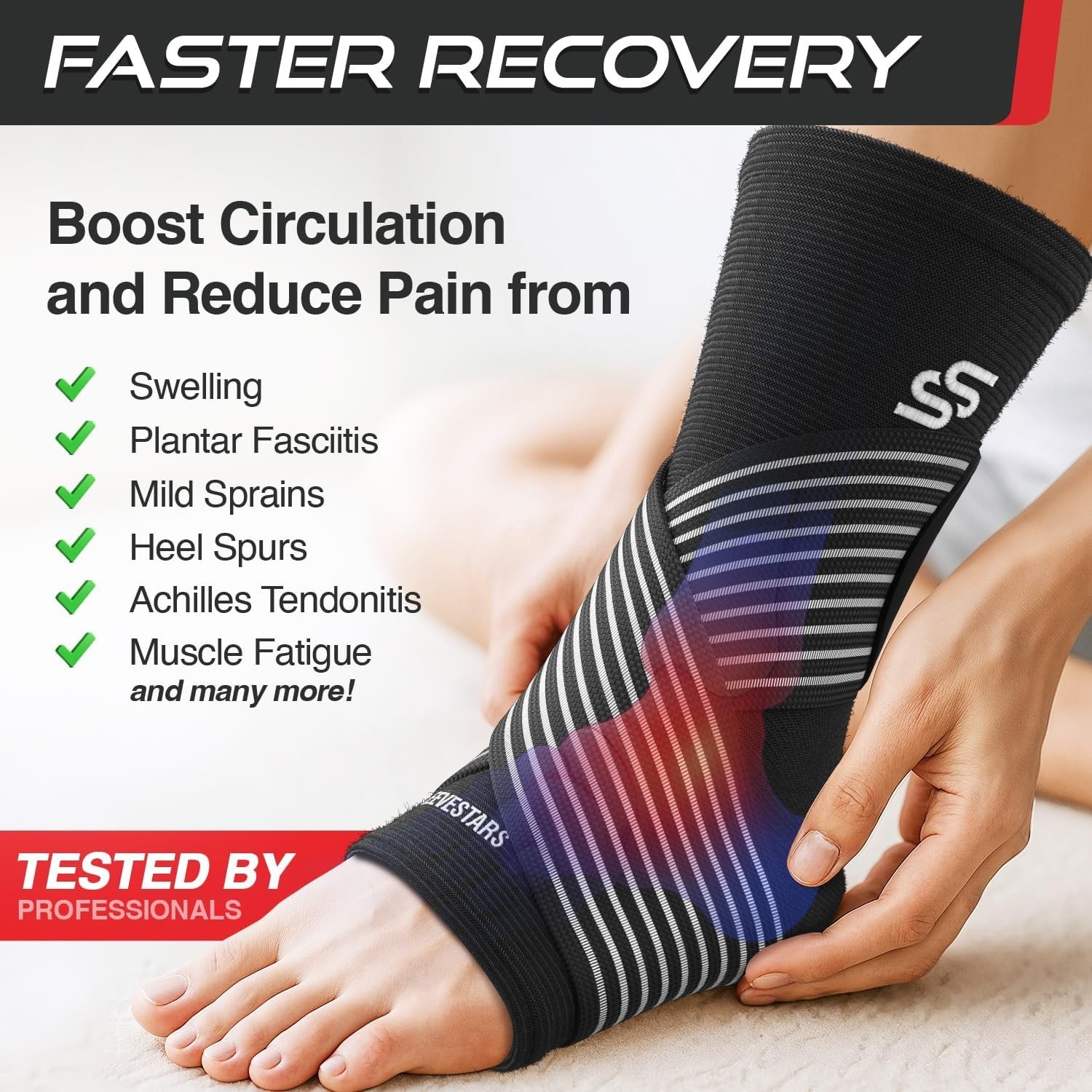 Customizable Ankle Wrap with Removable Strap for Pain Relief – Size M (10-12)