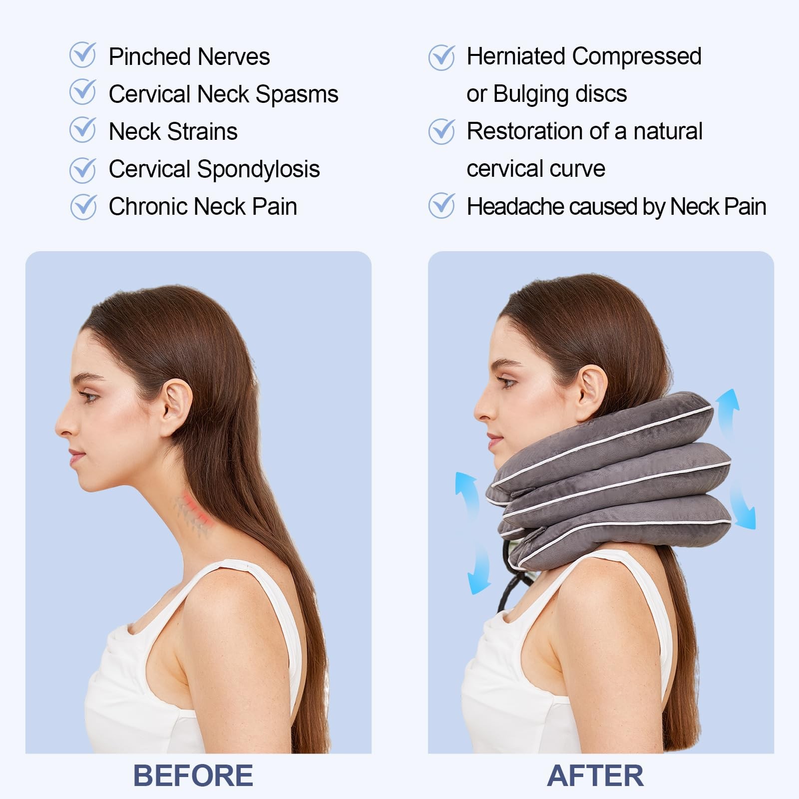 CLEANET Neck Stretcher for Pain Relief, Adjustable Inflatable Cervical Tracti…