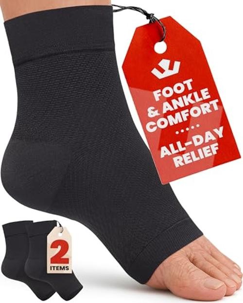 Ankle Compression Sleeve – 1-Pair, Plantar Fasciitis Braces 6XL Black / 1 Pair