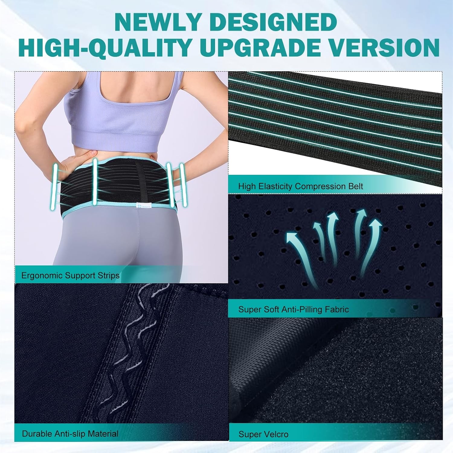 Universal Sacroiliac Hip Belt with Double 3D Pad Anti Slip Strips for Lower