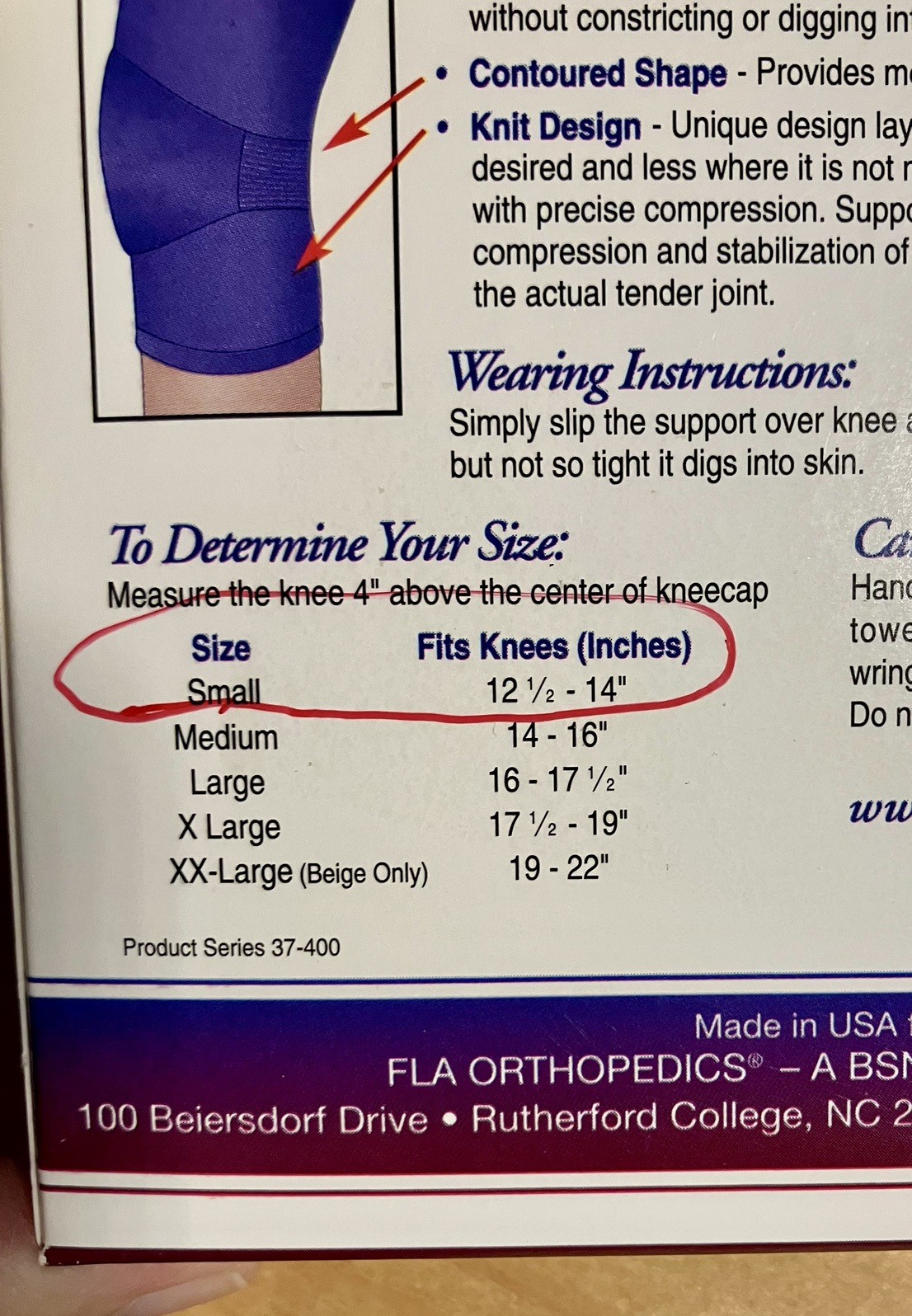 FLA Small Pro-Lite Knee Support Knitted Pullover Beige 12.5-14” NEW