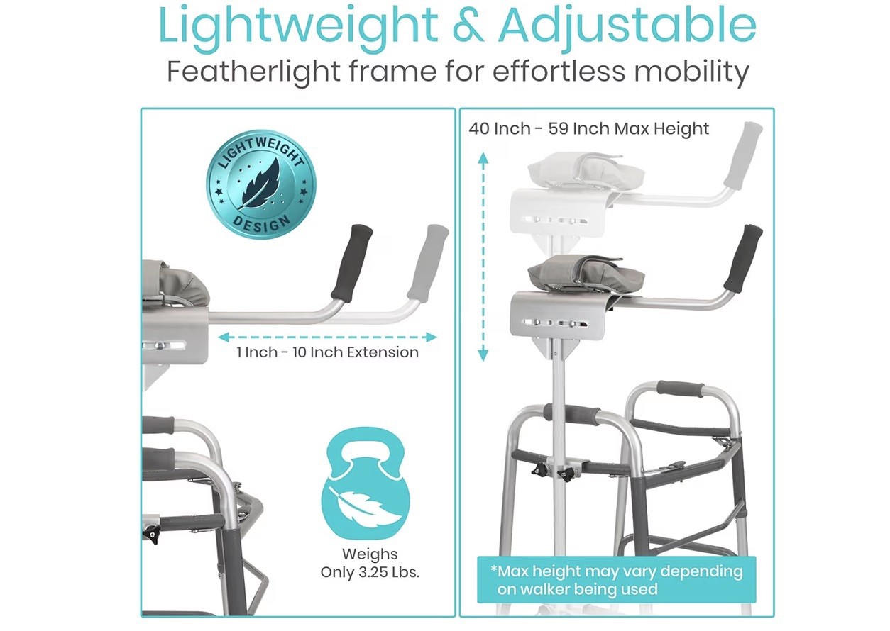 Vive Walker Platform Attachment with Adjustable Padded Cuff,