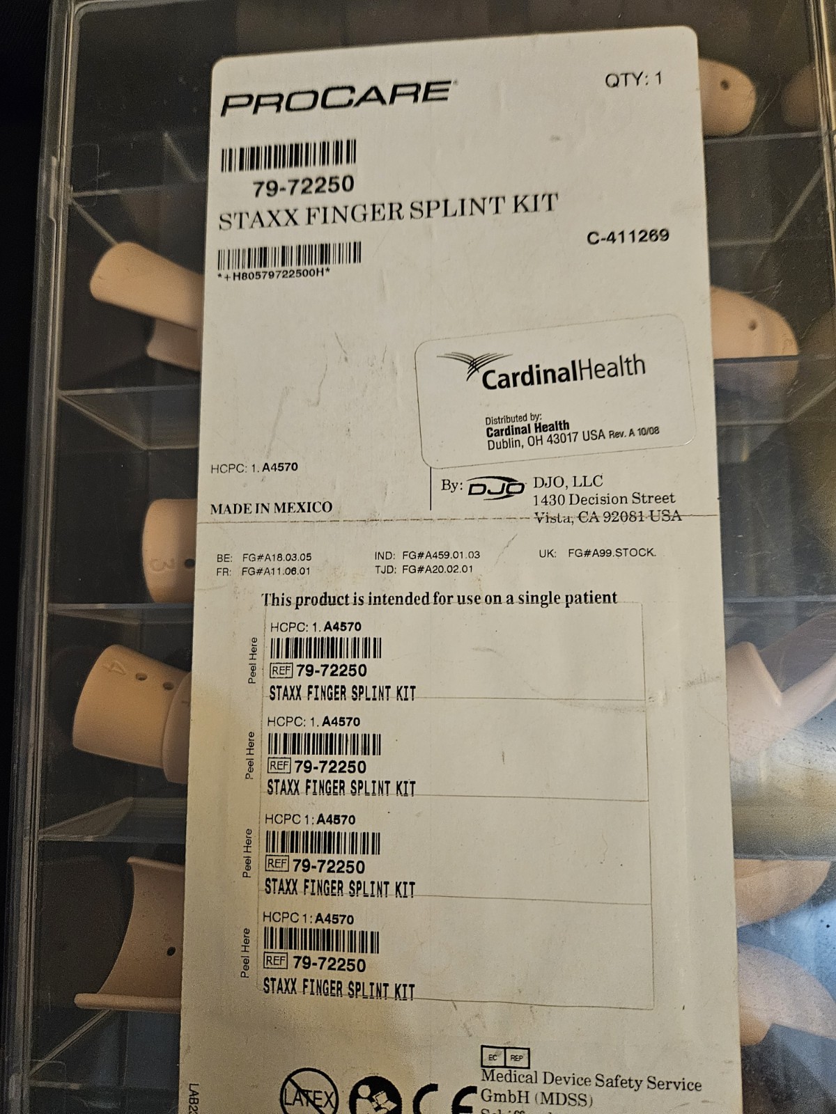 31 Count Procare STAX FINGER SPLINT Kit BEIGE All Sizes 1 – 7 Included- NEW