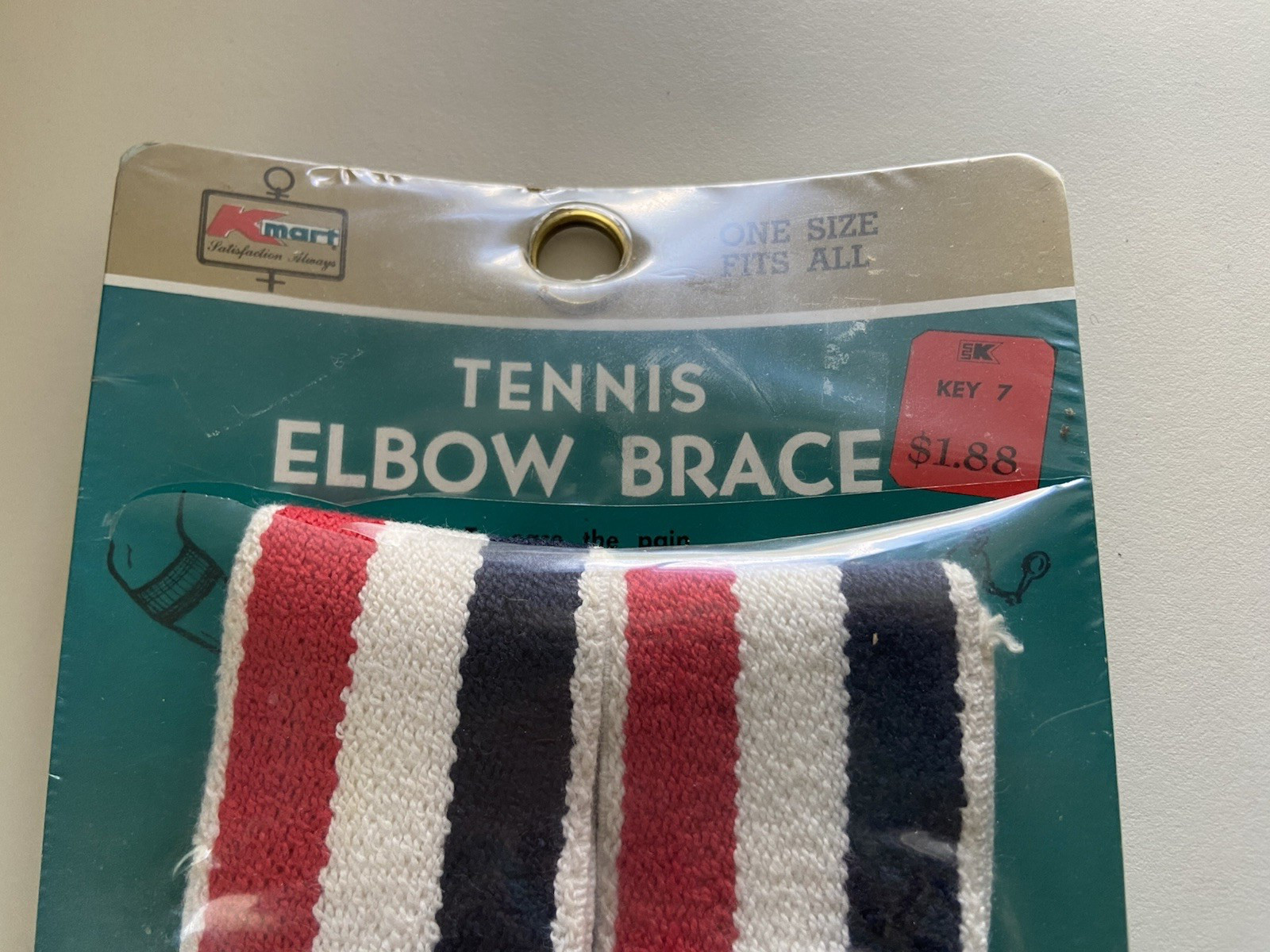 KMart Vintage Tennis Elbow Brace Sports Band Red White Blue Elastic NOS