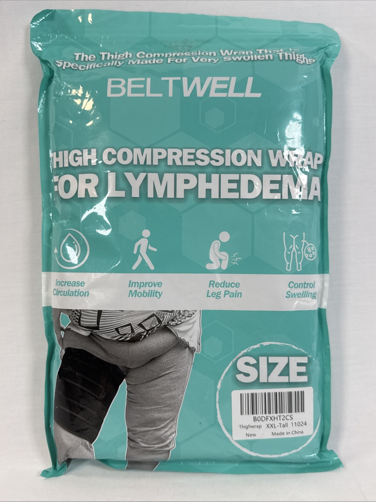 Beltwell Adjustable THIGH Compression Wrap Lymphedema Circulation XXL TALL Black