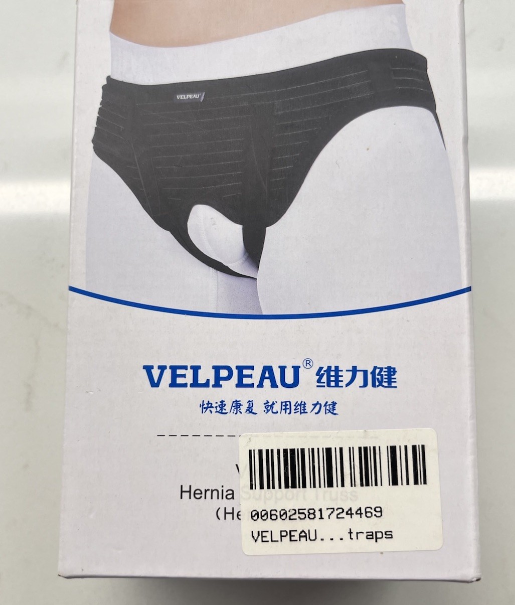 VELPEAU Hernia Support Belt Double Inguinal Groin Hernia Truss VP1002-S Black