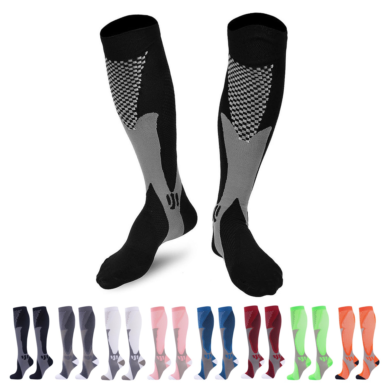 (3 Pairs) 20-30mmHg Compression Socks Calf Support Anti Fatigue Knee High Socks
