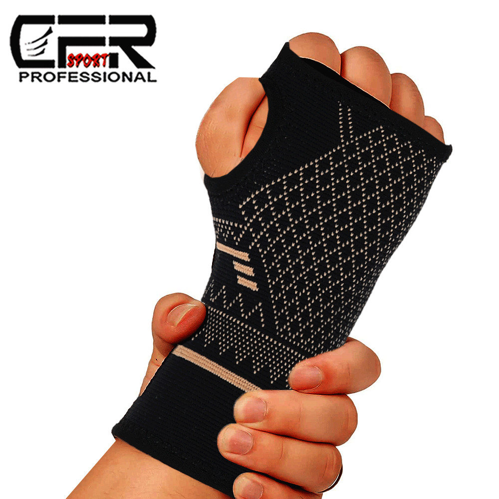Copper Wrist Hand Support Brace Splint Carpal Tunnel Sprain Arthritis Sports SML