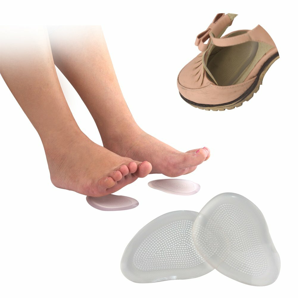 HLYOON H06 4 Pairs Gel Metatarsal Pads and Ball of Foot Cushions, Leather Forefo