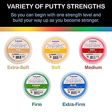 Playlearn Therapy Putty – 5 Strengths – Stress Putty for Kids and Adults – Extra