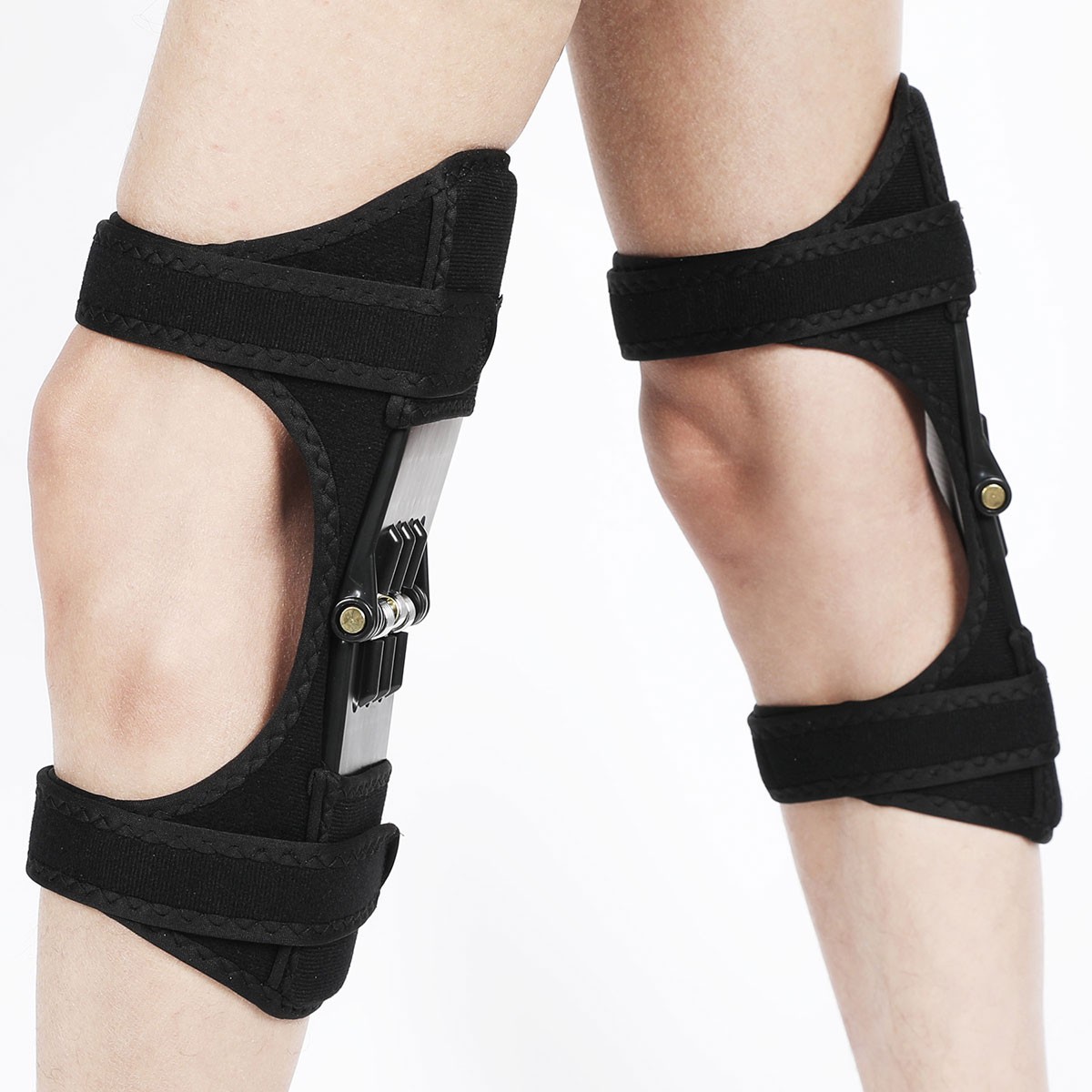 1Pair Joint Support Brace Knee Pads Booster Lift Squat Sports Power Spring Force