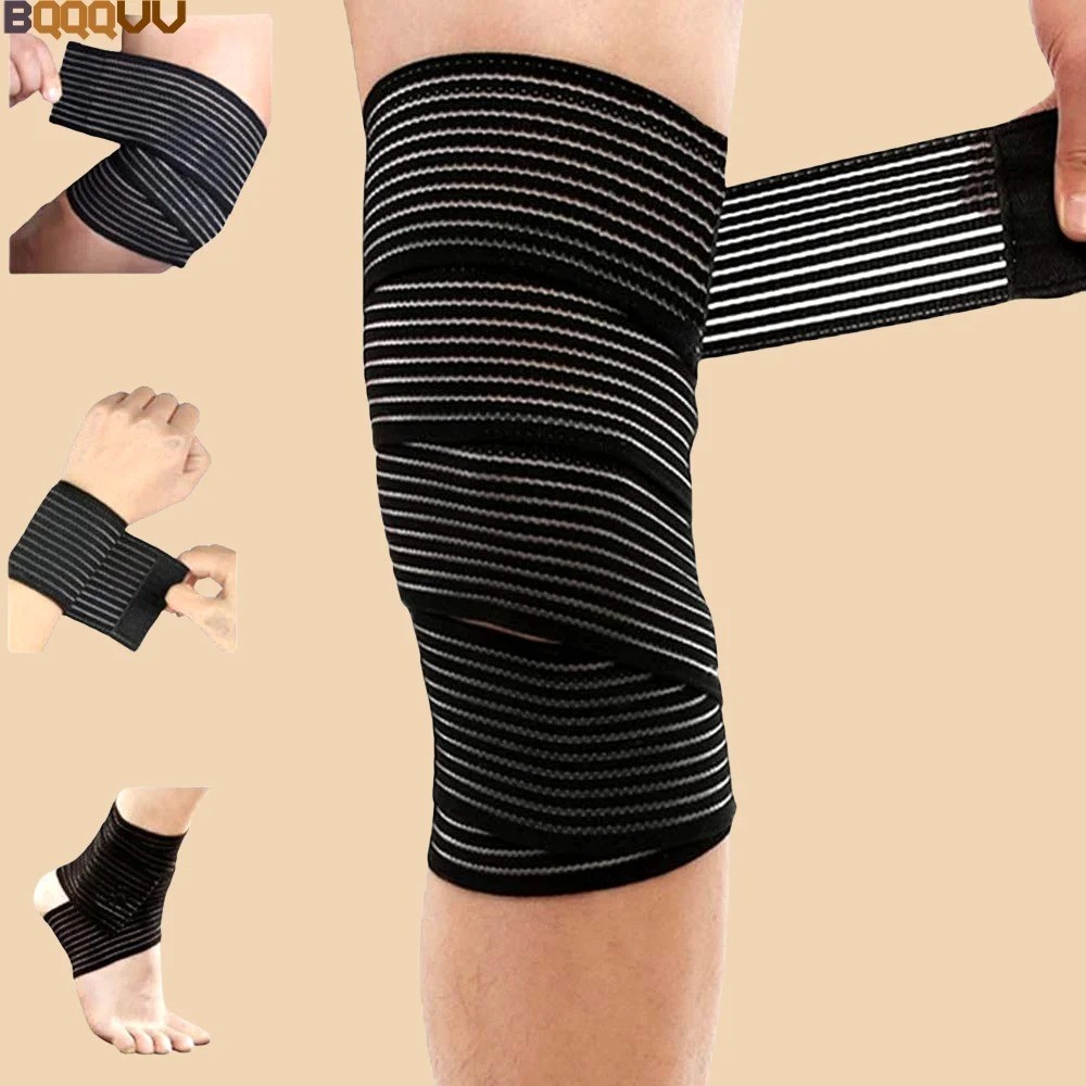 1 PCS Extra Long Elastic Knee Wrap Compression Bandage Brace , Adjustable Com…