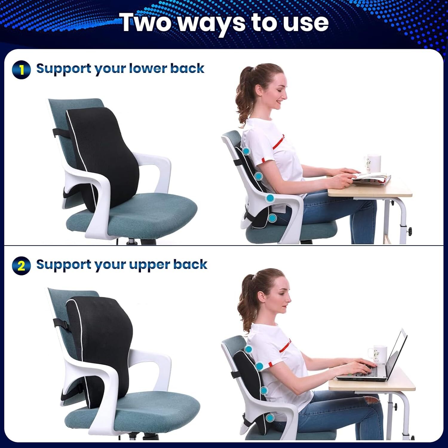 Memory Foam Lumbar Support Cushion for Home Office Car Seat Back Chair Pillow US