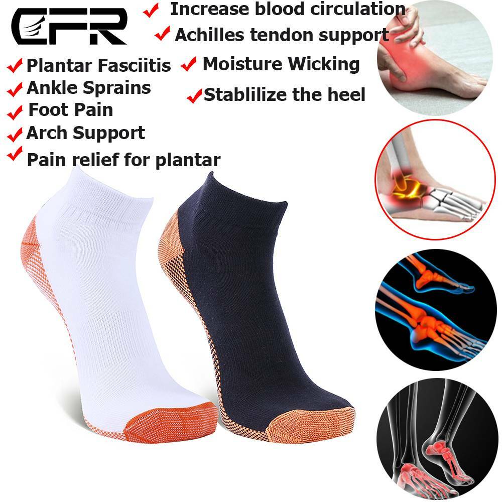 Copper Compression Ankle Socks Foot Heel Sleeve Arthritis Pain Relief Support US