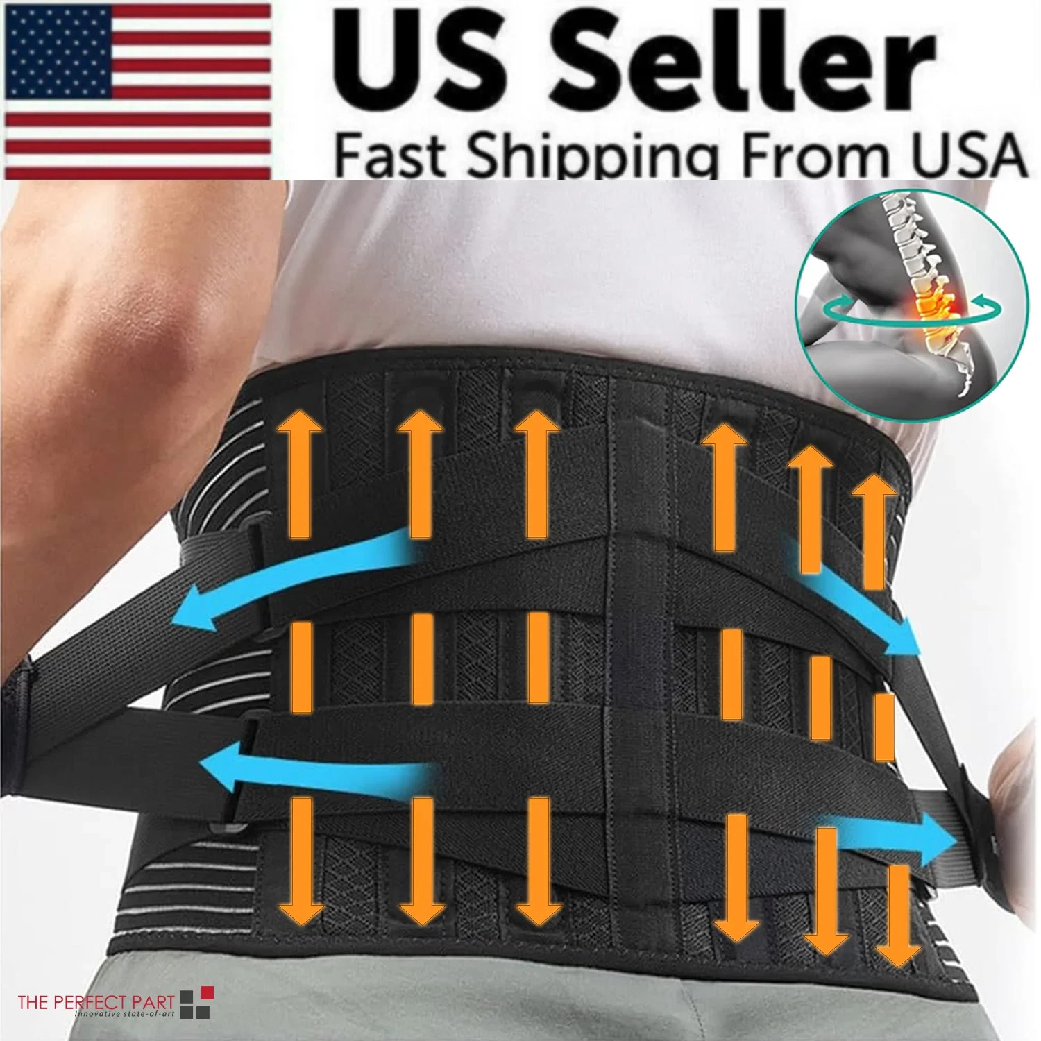 Lower Back Brace Adjustable Lumbar Support Belt Sciatica Pain Relief Men Women