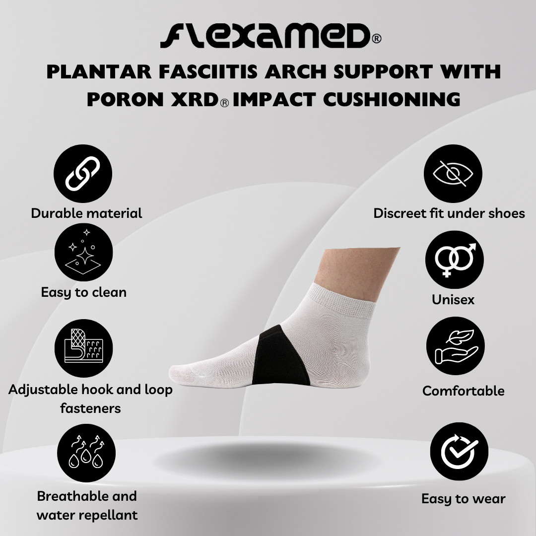 FlexaMed Plantar Fasciitis Arch Support w/ PORON Cushion (Pair) | Made in the US