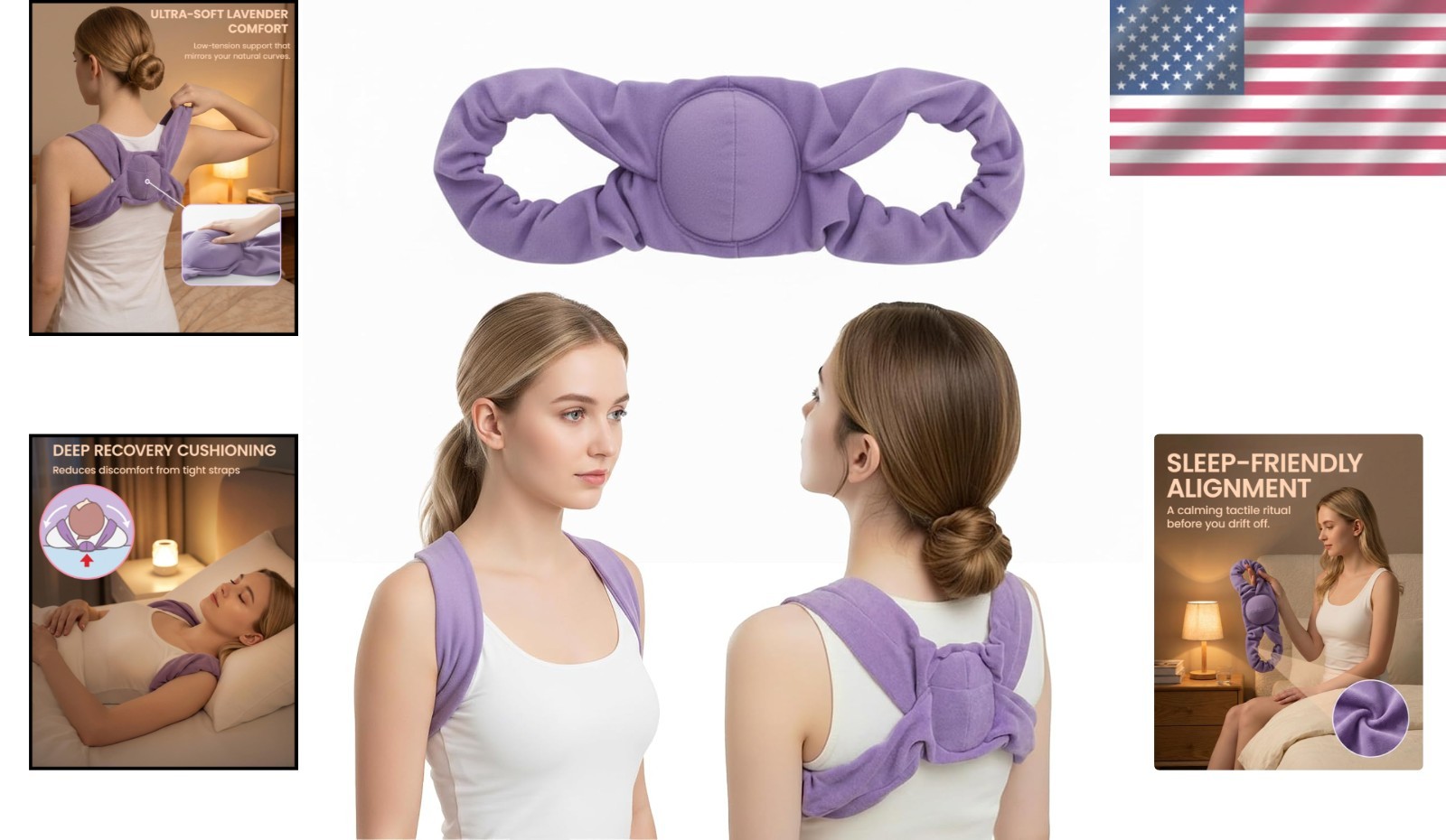 Lightweight Lavender Back Brace for Sleeping – Enhanced Comfort & Spine Support