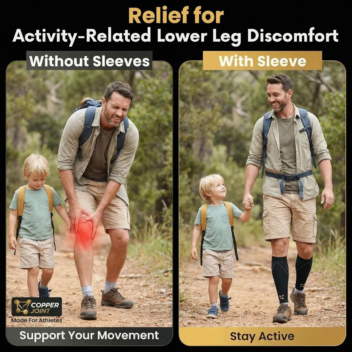 Copperjoint Calf Compression Sleeve for Men & Women Large Black-Firm Snug Fit Su