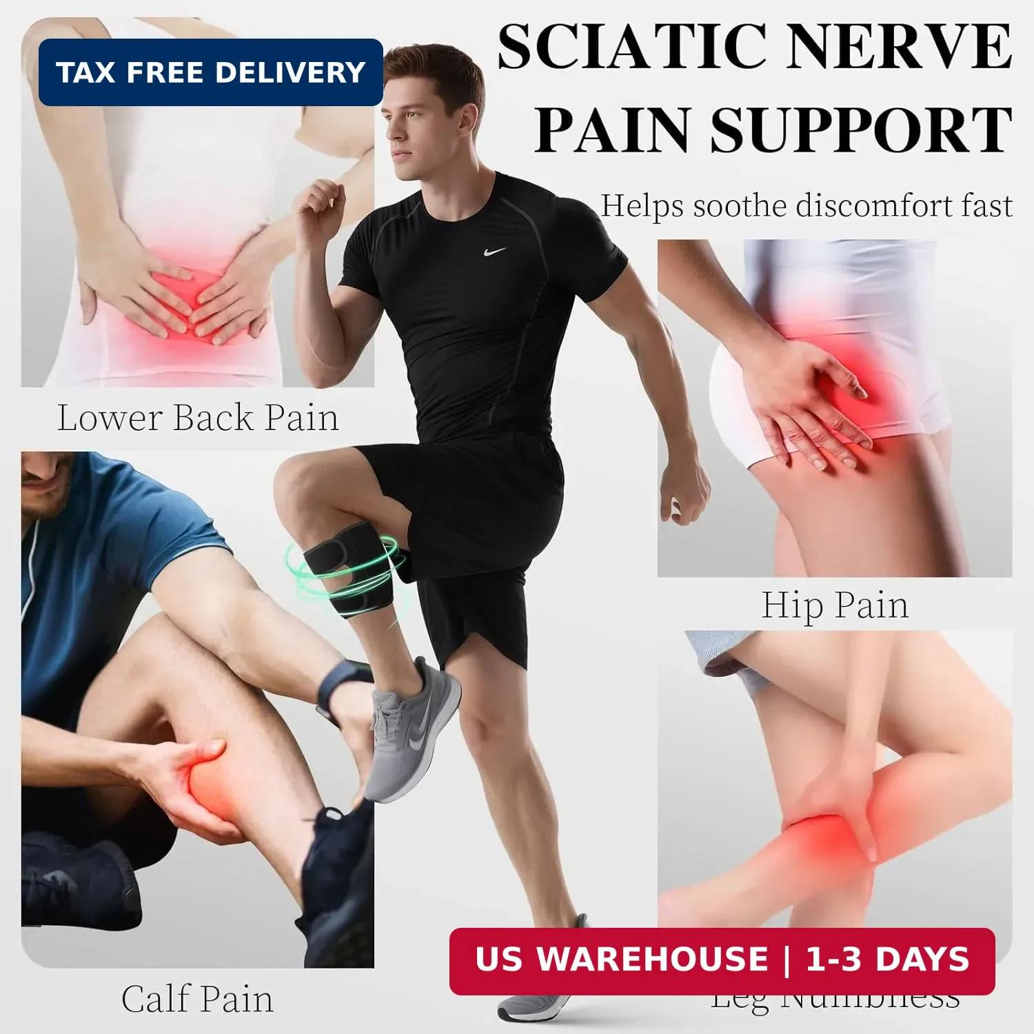 Oyakin Sciatica Pain Relief Devices Brace, Sciatic Nerve Knee Brace with Dual Ad