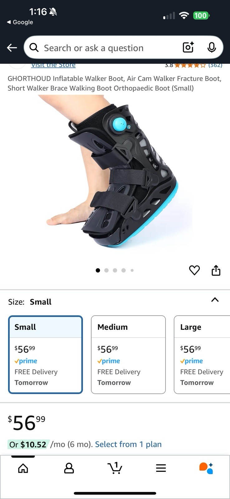 GHORTHOUD Inflatable Walker Boot Air Cam Fracture Boot Short Walker Small