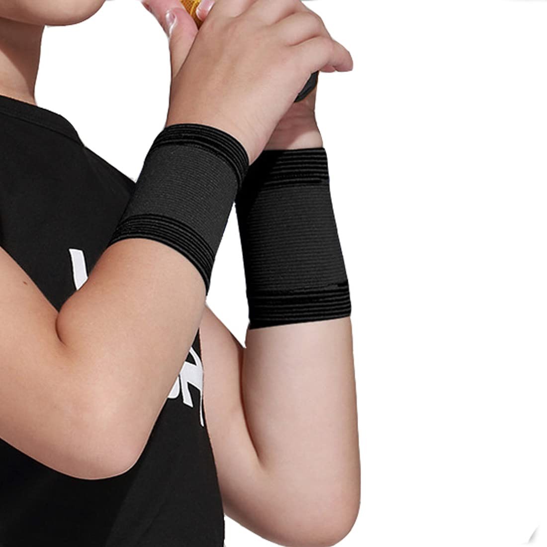 Child Volleyball Basketball Wristbands Sports Wrist Support Black 1 Pair