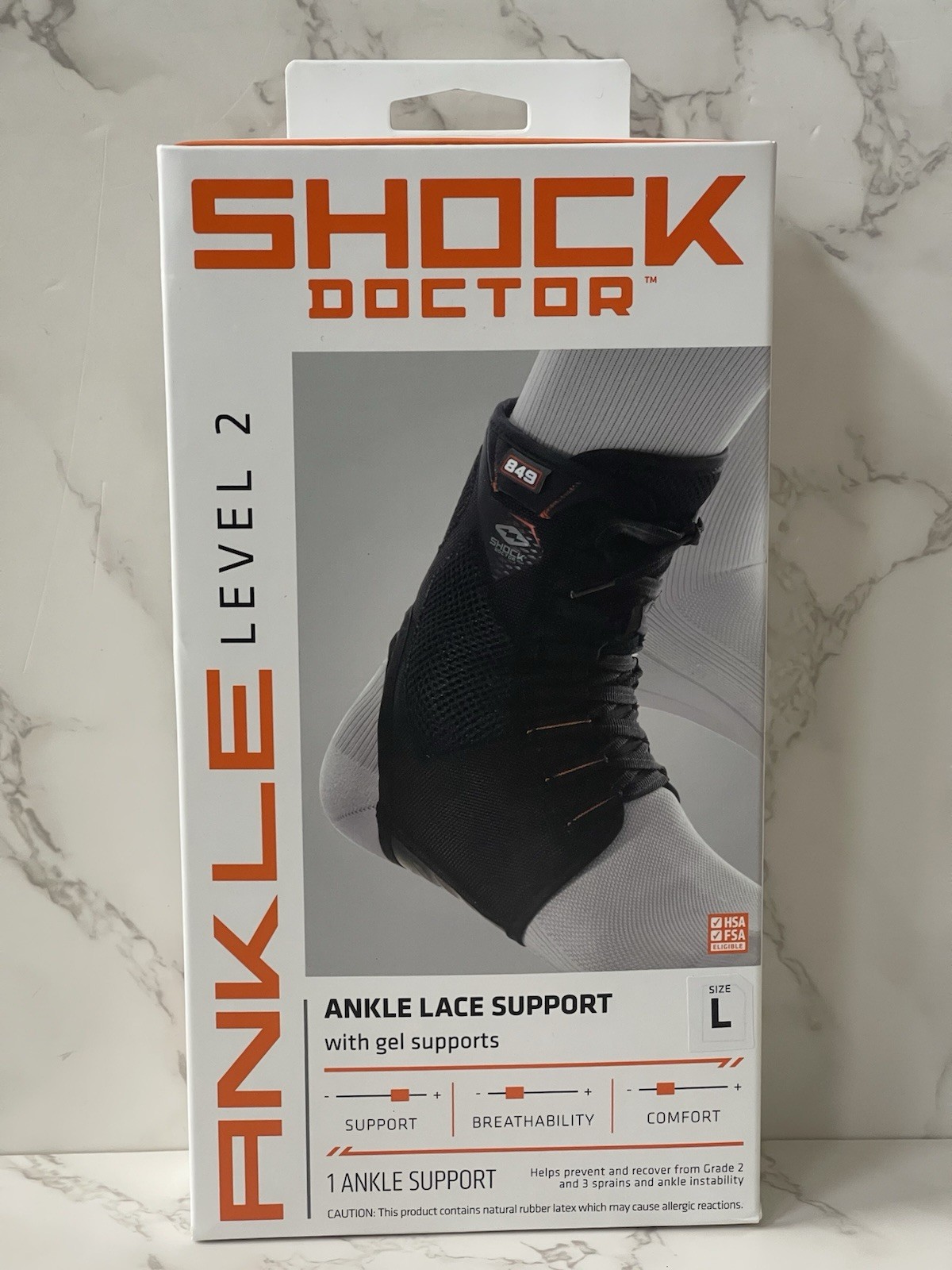 Shock Doctor Level 2 Ankle Lace Support w/ Gel Supports Large New