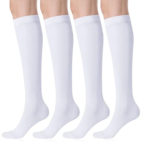 Women’s Knee High Socks Outdoor Sport Athletic Socks Casual One Size White