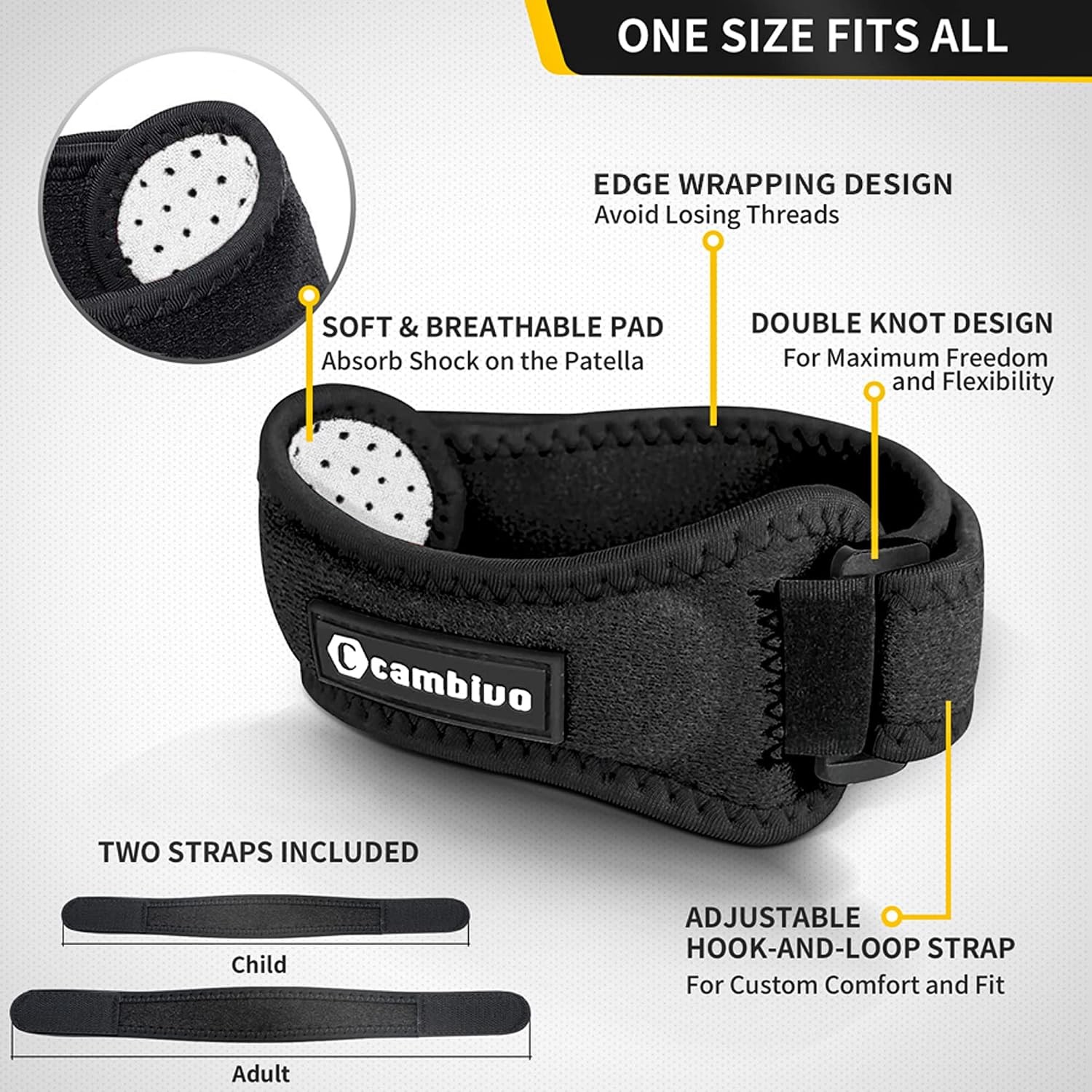 2 Pack Patella Tendon Knee Straps Brace Support Bands Men Women Sports Running