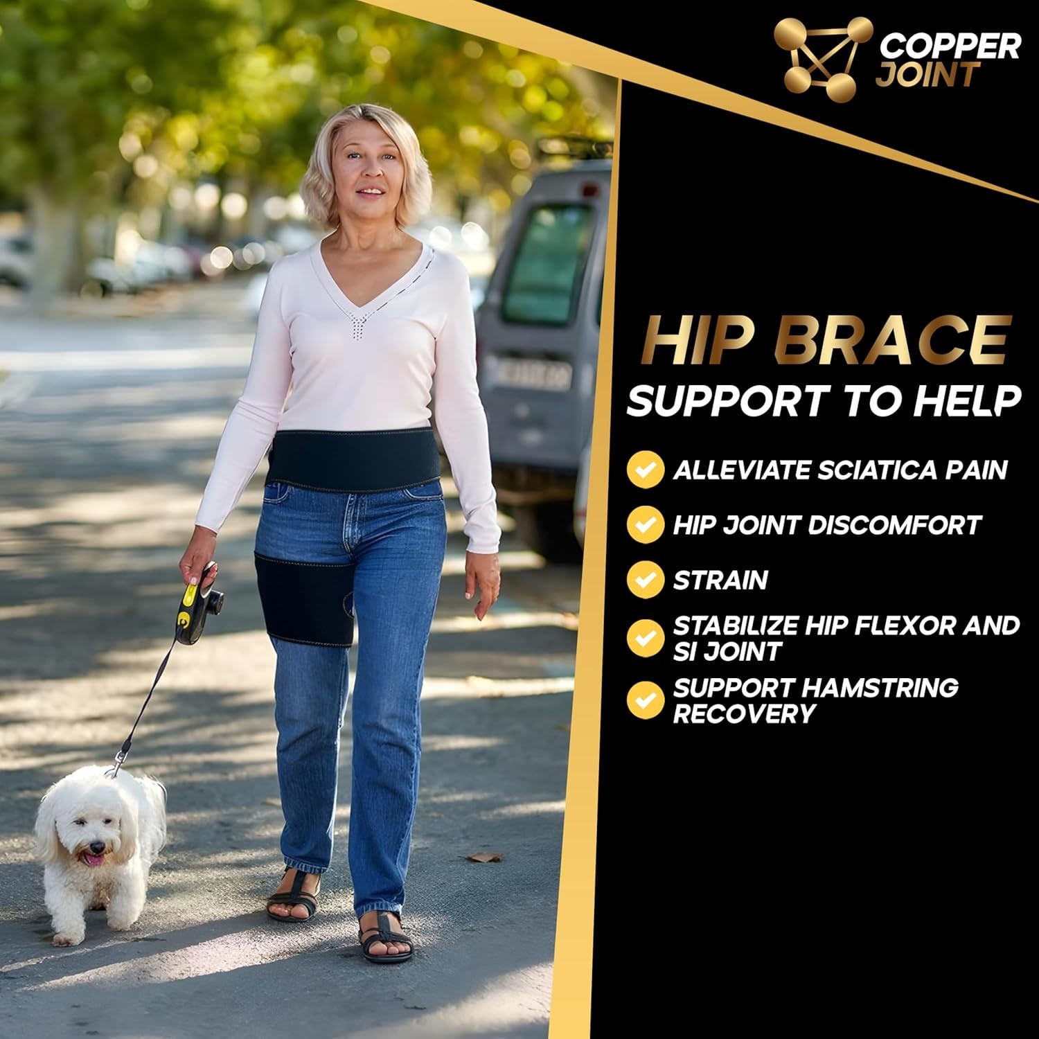 Copper Hip Brace for Women Men, Sciatica Pain Relief Devices, Adjustable Left…