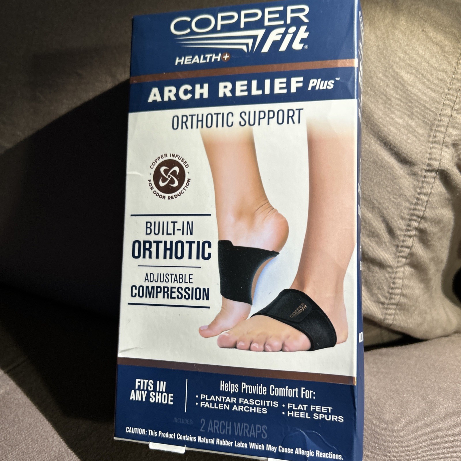 Copper Fit Health Unisex Arch Relief Plus with Built-In Orthotic Support – Black