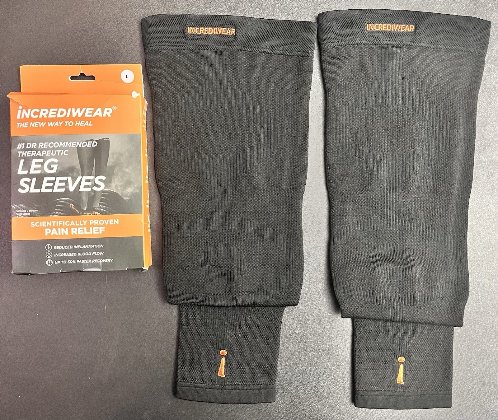 Incrediwear Leg Sleeve Pair Large Black Compression Sleeve – Used