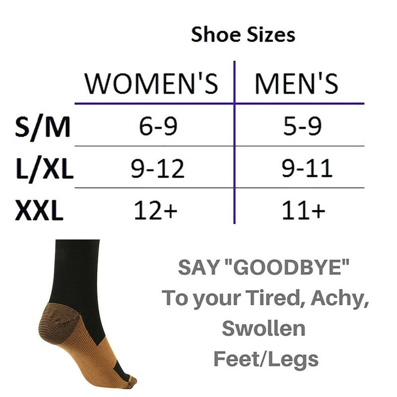 Copper 3 Pairs Compression Socks Running 30 – 40 mmHG Foot Pain Relief S/2XL