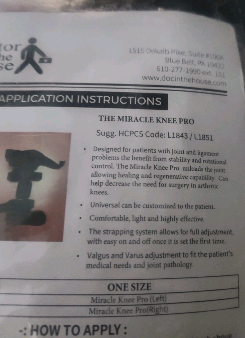 The Miracle Knee Pro RIGHT Brace with Suspension Sleeve Doctor in The House NEW