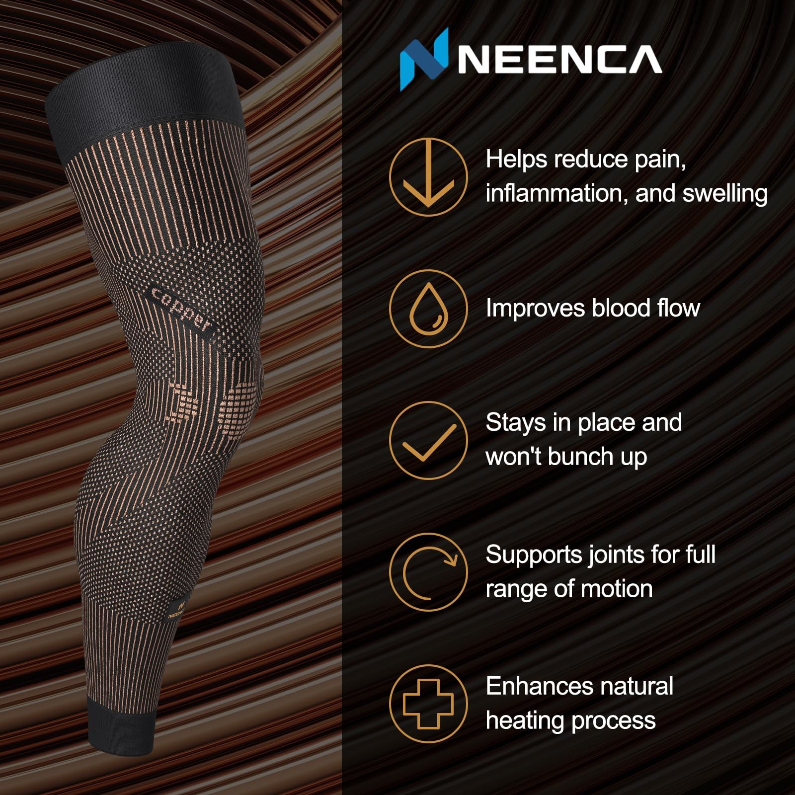 Copper Compression Leg Sleeve, Ultra-thin Full Leg Sleeve with Copper Ions In…