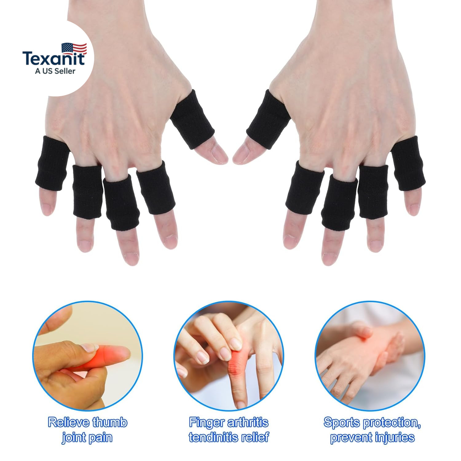 30Pcs Finger Sleeves for Arthritis,Elastic Finger Compression Sleeve for Swellin