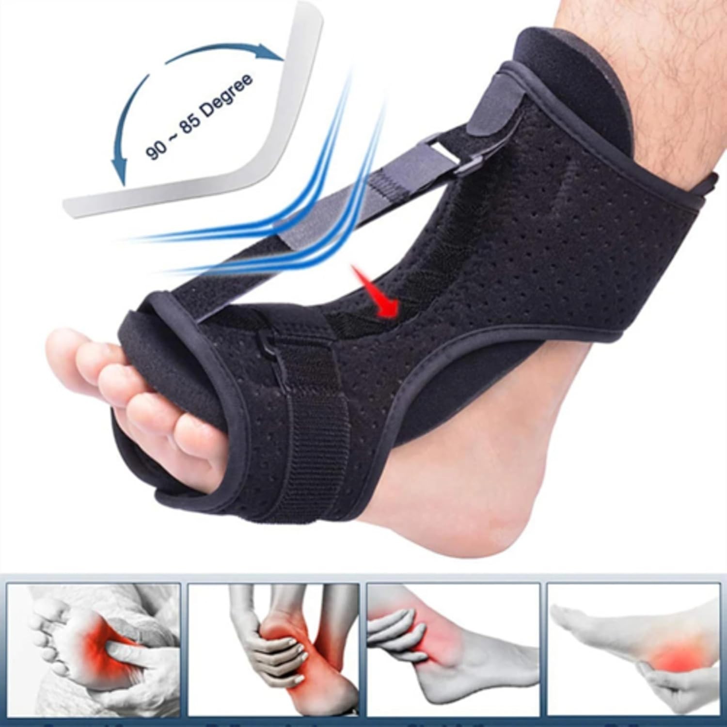 Plantar Fasciitis Night Splint for Women & Men – Adjustable Foot Brace
