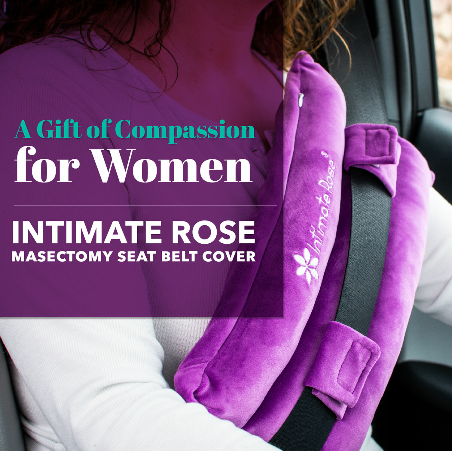 Post Surgery Seat Belt Pillow for Mastectomy by Intimate Rose -For Breast Cancer