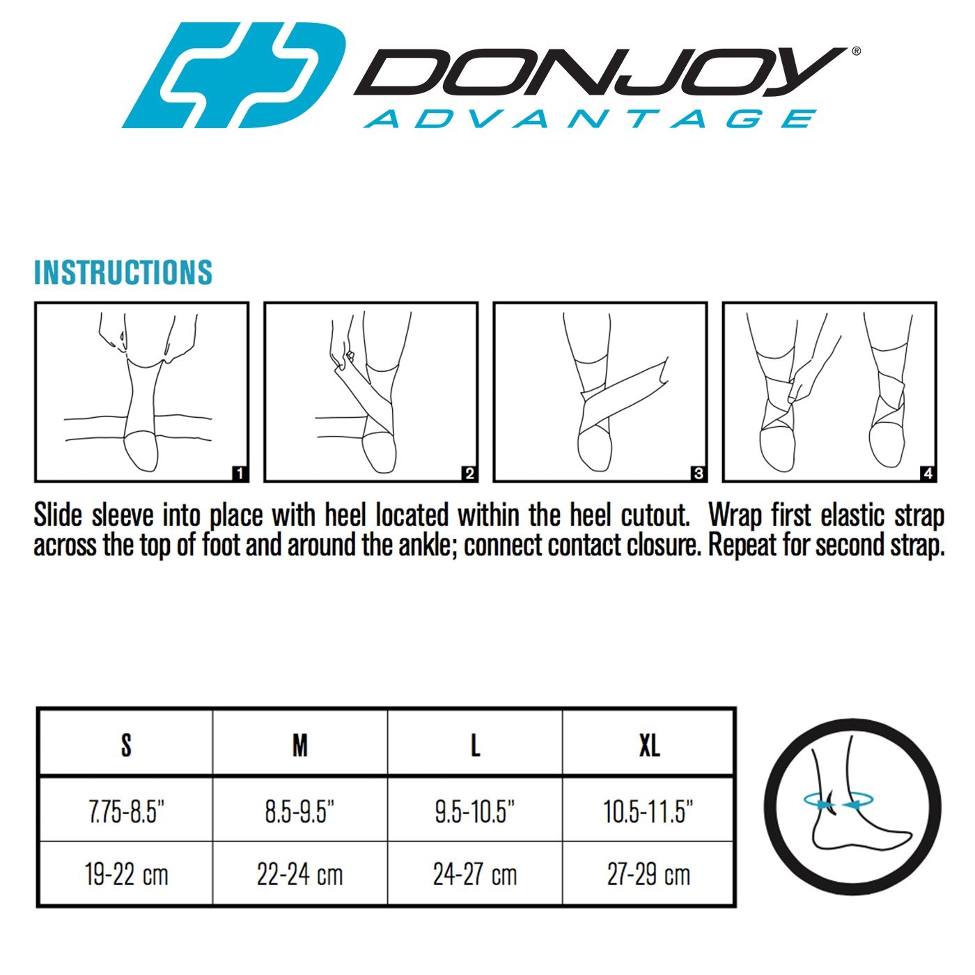 DonJoy Advantage Ankle Sleeve with Figure 8 Straps Open Heel Black Small
