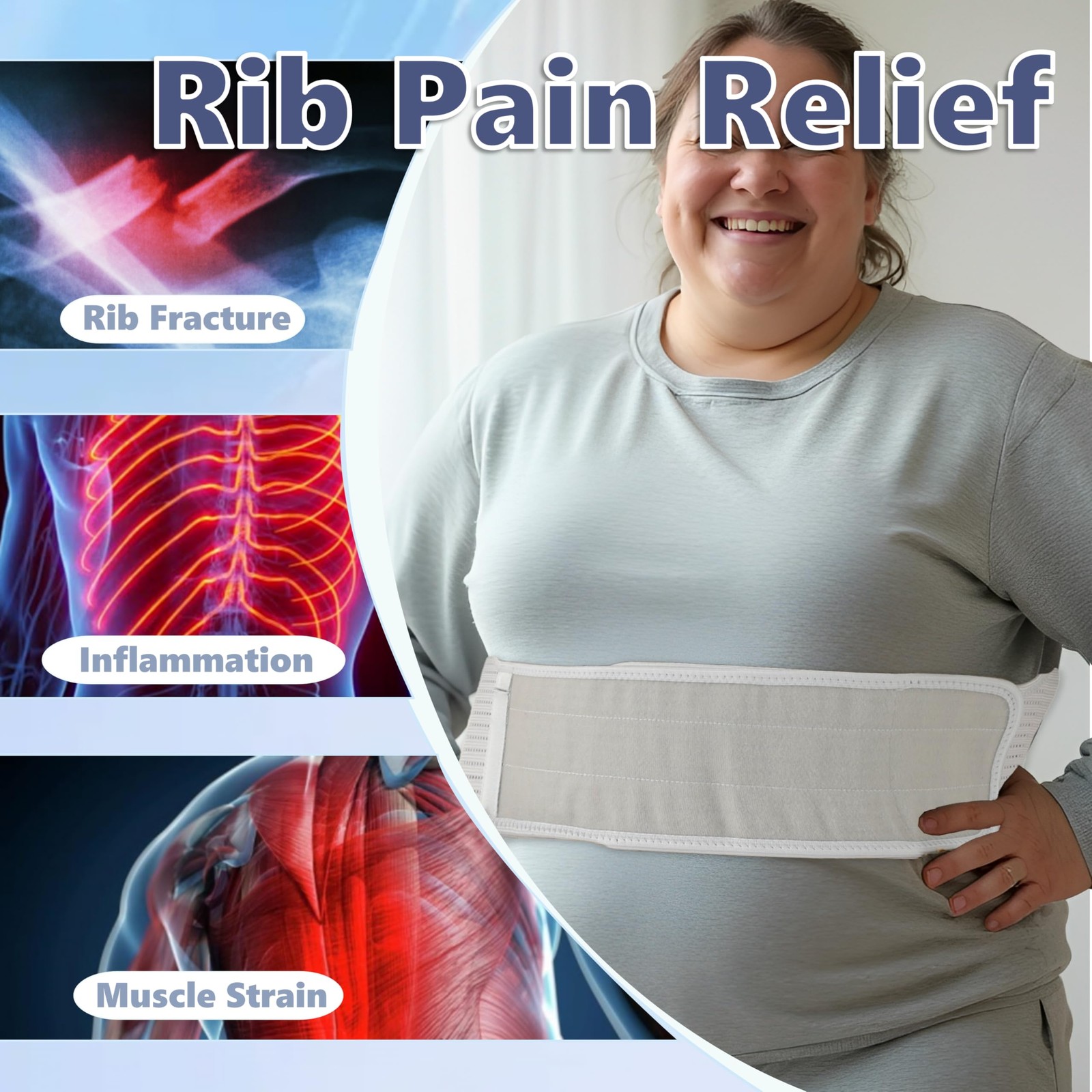 Plus Size Rib Brace Men Women Extra Long Compression Wrap Fits 5560 Inch
