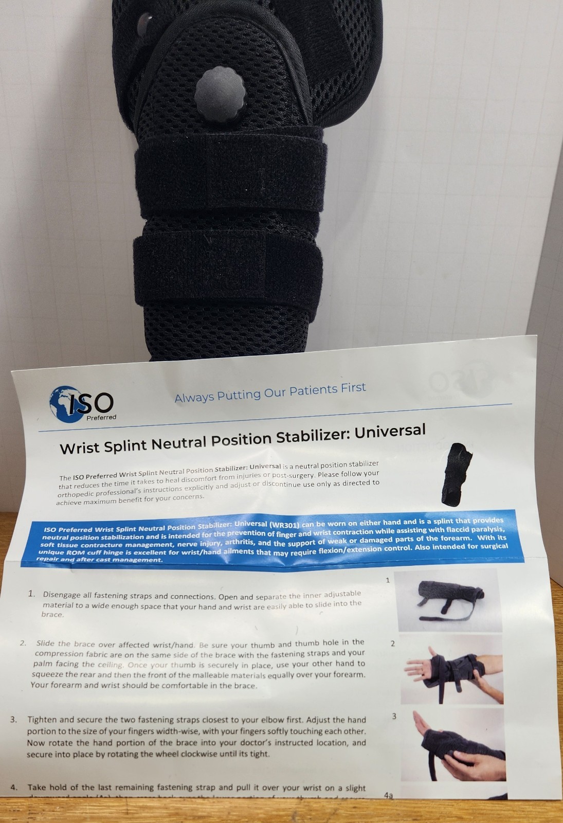 ISO Preferred –ISO-WR-301 Neutral Position Stabilizer Wrist Brace ~ NEW