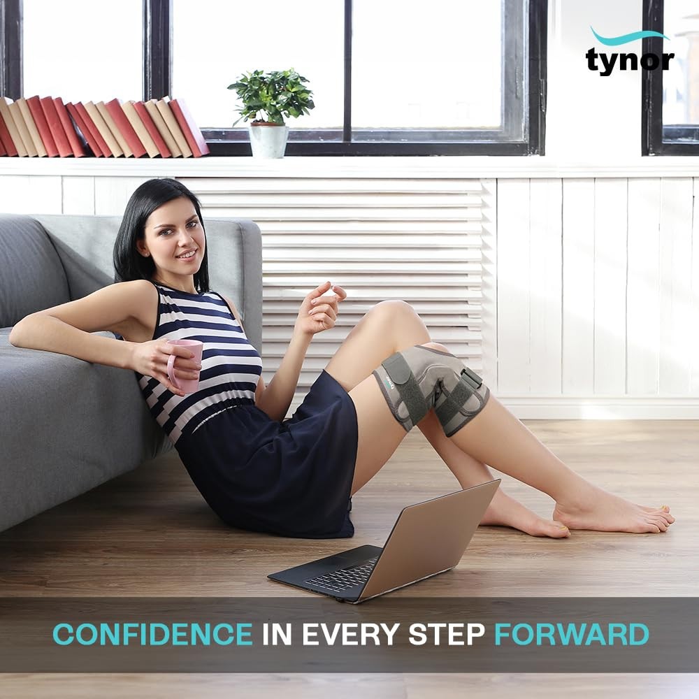 Tynor Functional Knee Support For Compression Hinged & Strapping (Gray) With FS